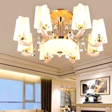 灯金色水晶餐厅办公室温馨卧室半吊灯欧式铁艺吸顶灯大气客厅云石