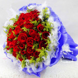 西安鲜花速递33朵红玫瑰花束 西安圣诞节鲜花同城配送 生日鲜花