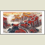 陈勇法手绘真迹巨幅国画作品六尺长城 万山红遍 光辉岁月MF-12114