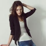 2016春秋装韩版黑色修身显瘦短款女装小西服一粒扣上衣外套小西装