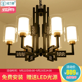 新中式吊灯 现代中式客厅灯具玻璃罩卧室灯酒店复古餐厅工程灯饰