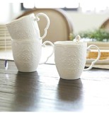浮雕餐具蕾丝蝴蝶陶瓷咖啡杯马克杯酸奶布丁杯汤杯(有配套碗盘碟)