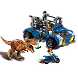 侏罗纪世界仿真恐龙儿童拼装积木 益智玩具  追踪霸王龙捕猎车