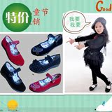 黑色白色小礼仪鞋老北京布鞋儿童舞蹈鞋平跟红色方口女童鞋体操鞋