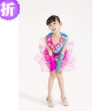 六一女童拉丁舞蹈服装女孩蓬蓬纱裙亮片小短裙儿童舞台表演燕尾裙