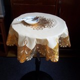 包邮中欧式烫金PVC圆形餐桌布 茶几台布桌垫耐热免洗圆盘酒店转盘