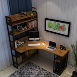 家用转角电脑桌经济型学习桌现代简约书桌书架组合实用写字办公桌