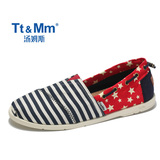 Tt&Mm/汤姆斯女鞋秋季新款帆布鞋韩版透气帆船鞋一脚蹬懒人鞋平底