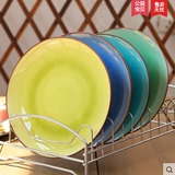 牛排盘日式家用冰裂釉陶瓷平盘餐盘菜盘水果盘彩色盘子套装碟子餐