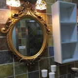包邮 美式卫生间卫浴镜 欧式复古浴室镜 地中海装饰壁挂防水镜子