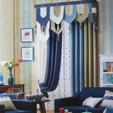 地中海蓝色窗帘 客厅卧室儿卧窗帘定制天然棉麻布料成品窗帘新款