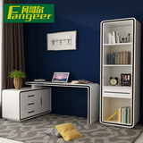 家用卧室旋转转角台式电脑桌现代简约组装写字台书桌书柜书架组合
