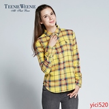 Teenie Weenie小熊专柜正品秋装新品格纹衬衫女长袖格子衬衣韩版