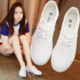 韩国系带小白鞋韩版帆布鞋女夏百搭球鞋板鞋学生布鞋休闲鞋白鞋子