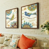 美式现代乡村装饰画花鸟客厅沙发背景墙壁画餐厅挂画三联画床头画