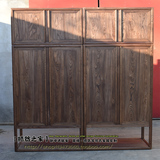 老榆木仿古大衣柜现代中式4门顶箱衣柜原木衣橱实木收纳储物柜