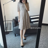DIN韩版气质蕾丝连衣裙中长款2016夏装新款性感修身收腰长裙裙子