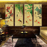 中式风水转运梅兰竹菊金鱼装饰画客厅沙发背景墙挂画卧室书房墙画