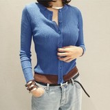 韩国代购女装Naning9韩版新款修身薄款针织开衫纯色显瘦短款外套