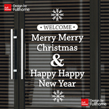 圣诞新年英文门贴墙贴新年快乐节日玻璃门贴画装饰餐厅办公室布置