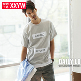 韩国时尚东大门潮牌男装韩版修身男士拼接假两件纯棉圆领短袖T恤