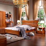 中式实木床1.2米单人床 简约环保小床 橡木床 三包卧室家具雕花床