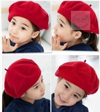 韩国儿童帽子羊毛贝雷帽女童秋冬款韩版公主宝宝帽冬天小孩画家帽
