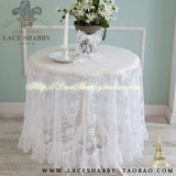LACESHABBY韩国代购定制布艺家居白色碎花蕾丝荷叶边圆桌桌布
