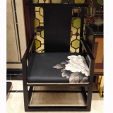新中式牡丹形象椅太师椅样板房家具现代实木单人沙发酒店会所休闲