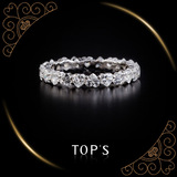 珠宝首饰原创设计师925银镀铂金日韩版可爱满钻心形女戒指环正品