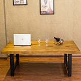 纯实木美式复古铁艺办公桌茶桌工作台长桌餐桌咖啡桌铁艺书桌简约