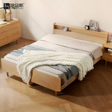 哈乌斯 日韩式橡木1.5米双人床架大小户型家用卧室实木原木色床