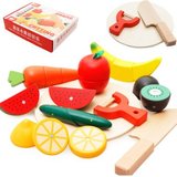 小孩过家家玩具蔬菜水果切切乐 儿童厨房玩具木质磁性积木切水果