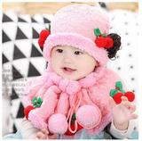 婴儿帽子冬季1-2-3-4岁女宝宝保暖帽女童儿童假发帽加厚加绒冬天