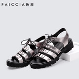 Faiccia/色非2016夏季新款女鞋欧美时尚粗跟凉鞋女露趾B026