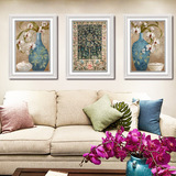 装饰画客厅简约现代有框画美式花卉三联玄关卧室沙发高档壁画组合