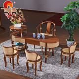 司库诺 编织藤椅五件套茶几小凳子休闲实木单人靠背家用圆形小藤