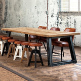 会议桌长桌大板 复古餐桌 办公桌 创意实木工作台定制大班台北欧