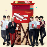 韩国进口Lotte乐天红巧克力棒饼干巧克力涂层威化的零食批发