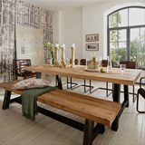 定做美式铁艺餐桌子做旧实木餐桌椅组合6人长方形饭桌咖啡厅桌椅
