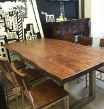 美式实木铁艺餐桌小户型餐厅咖啡桌椅长方形书桌会议桌电脑桌特价