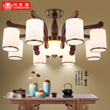 中式客厅灯具大气实木led吸顶灯现代简约餐厅卧室创意仿铜8头吊灯