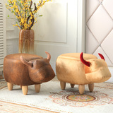 沙发凳创意实木脚个性设计师童趣味坐凳子牛NN动物造型时尚换鞋凳