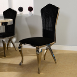 新古典不锈钢皮餐椅现代餐厅时尚简约餐椅组合绒布板凳