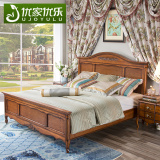 美式乡村实木床复古主卧双人1.8米1.5深色家具简约雕花新古典床