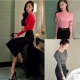 2016秋季新款韩版长袖连衣裙气质修身时尚女装假两件中长款打底裙