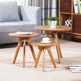 圆形茶几日式小户型实木宜家客厅现代简约沙发边几咖啡小圆桌