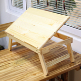 实木电脑桌床上简易书桌 折叠桌简约现代原木色多功能可移动桌床