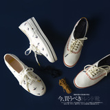 ZA54棒球和小燕子-韩国风夏秋季女鞋小白鞋厚底系带帆布鞋lw58 X