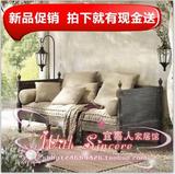 美式复古实木沙发法式仿古做旧实木沙发床可定制组合客厅沙发